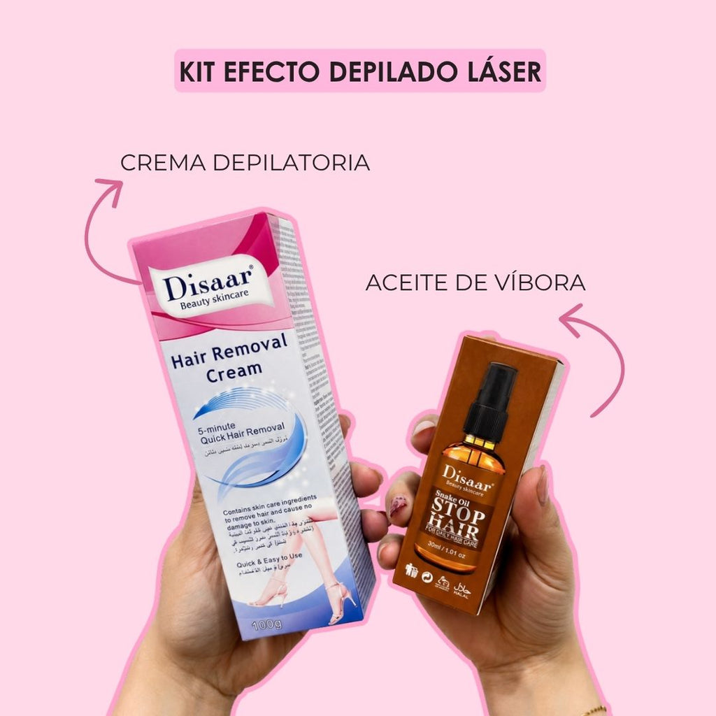 KIT EFECTO DEPILADO LÁSER - crema depilatoria + spray inhibidor de vellos