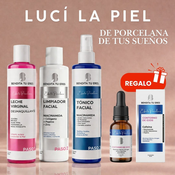Kit Rutina Básica Piel de Porcelana + Contorno de Regalo — Blondas Cosméticos