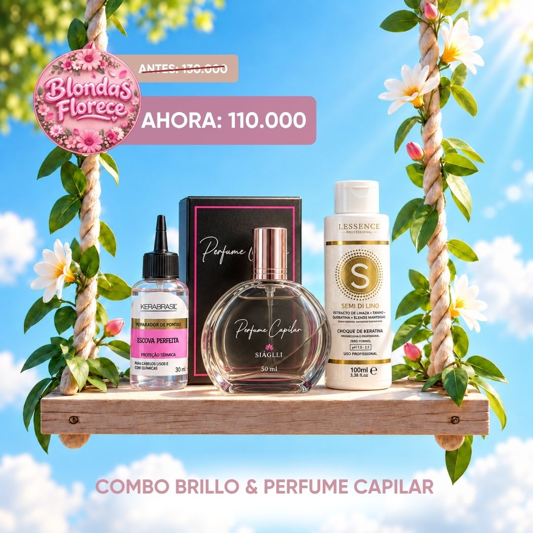 Combo Perfume Capilar Paiolla + Reparador de Puntas Kerabrasil + Semi di Lino Lessence - Última Promo Primavera