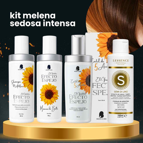 Aceite Efecto Espejo Bendita Tu Eres + Choque de Keratina Semi Di Lino Lessence + Máscara Efecto Espejo Bendita Tu Eres + Shampoo Efecto Espejo Bendita Tu Eres · 4 productos — Quema de San Juan - Blondas | Blondas Paraguay