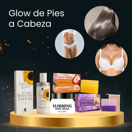 Aceite Efecto Espejo Bendita Tu Eres + Crema Reafirmante Reductora Aichun Beauty + Jabón Reafirmante Senos Aichun Beauty + Jabón Reafirmante Caderas Aichun Beauty · 4 productos — Quema de San Juan - Blondas | Blondas Paraguay