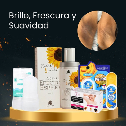 Aceite Efecto Espejo Bendita Tu Eres + Deo Stick Piedra de Alumbre + Jabón Aclarante 3 Days Aichun Beauty + Bálsamo Aclarador Corporal Banana Guanjig + Crema Hidratante Vitamin E Disaar · 5 productos — Quema de San Juan - Blondas | Blondas Paraguay