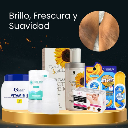 Aceite Efecto Espejo Bendita Tu Eres + Deo Stick Piedra de Alumbre + Jabón Aclarante 3 Days Aichun Beauty + Bálsamo Aclarador Corporal Banana Guanjig + Crema Hidratante Vitamin E Disaar · 5 productos — Quema de San Juan - Blondas | Blondas Paraguay