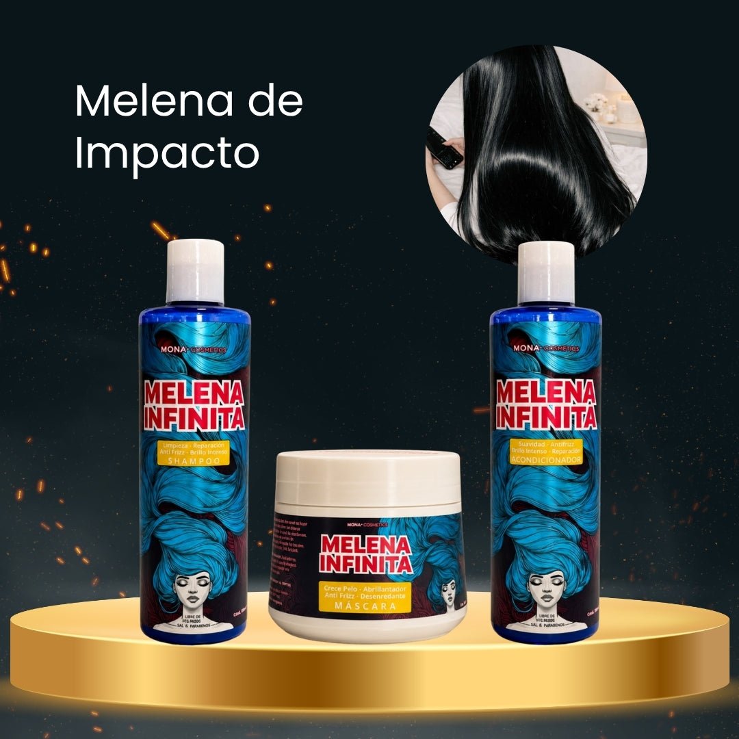 Acondicionador Melena Infinita Mona + Máscara Melena Infinita Mona + Shampoo Melena Infinita Mona · 3 productos — Quema de San Juan - Blondas | Blondas Paraguay