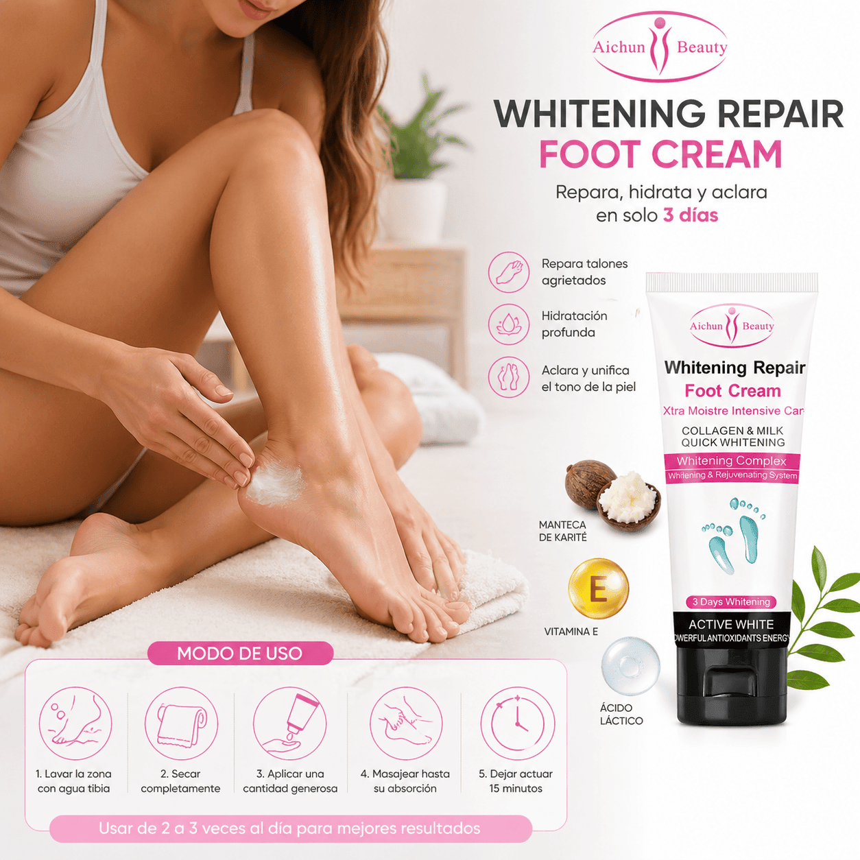 Aichun Beauty Whitening Repair Foot Cream Fras 100 gr - Blondas Cosmeticos | Blondas Paraguay