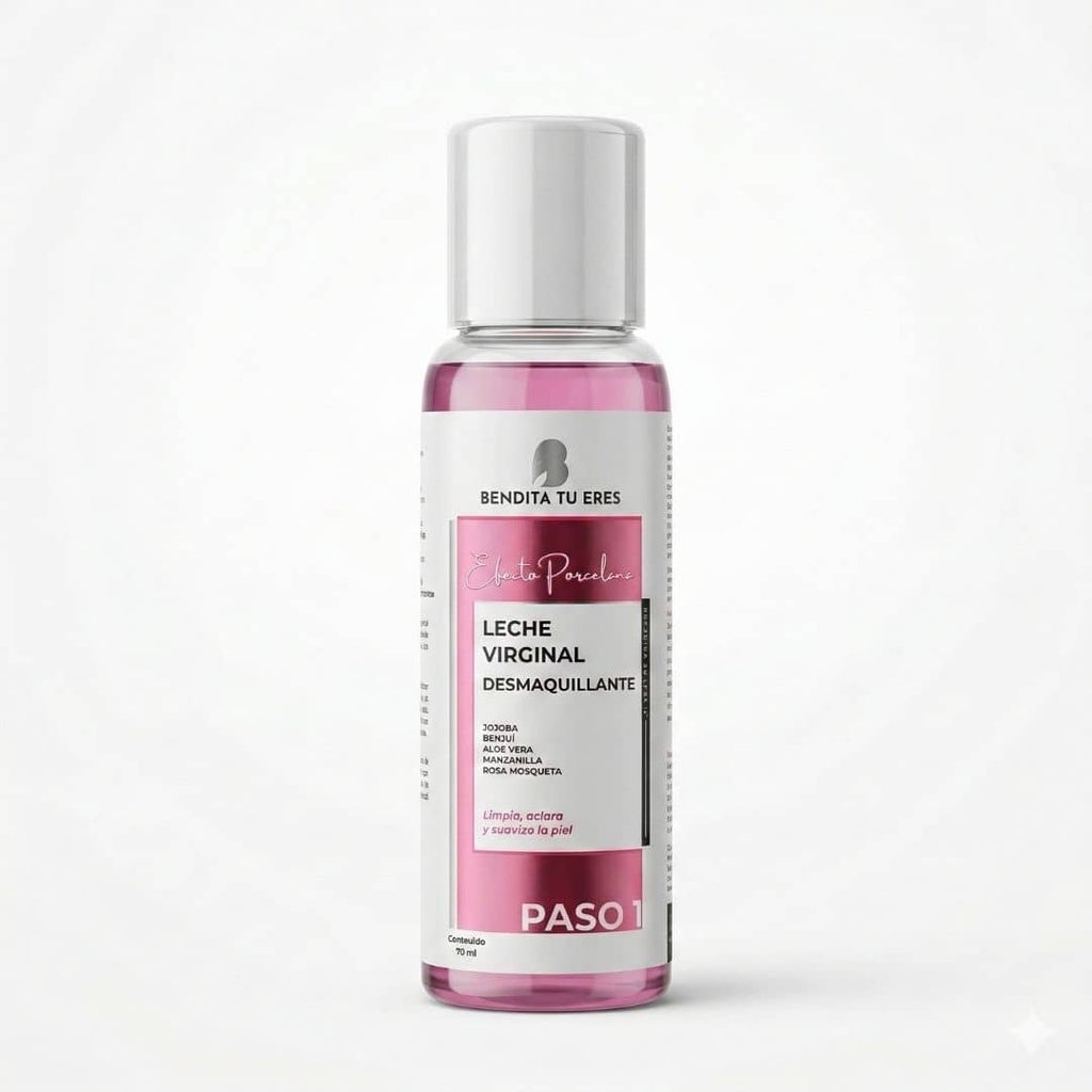 Bendita Tu Eres Leche Virginal Desmaquillante 230 ml - Kit Efecto Porcelana – Ritual Completo de 6 Pasos • Piel Luminosa en 7 Días
