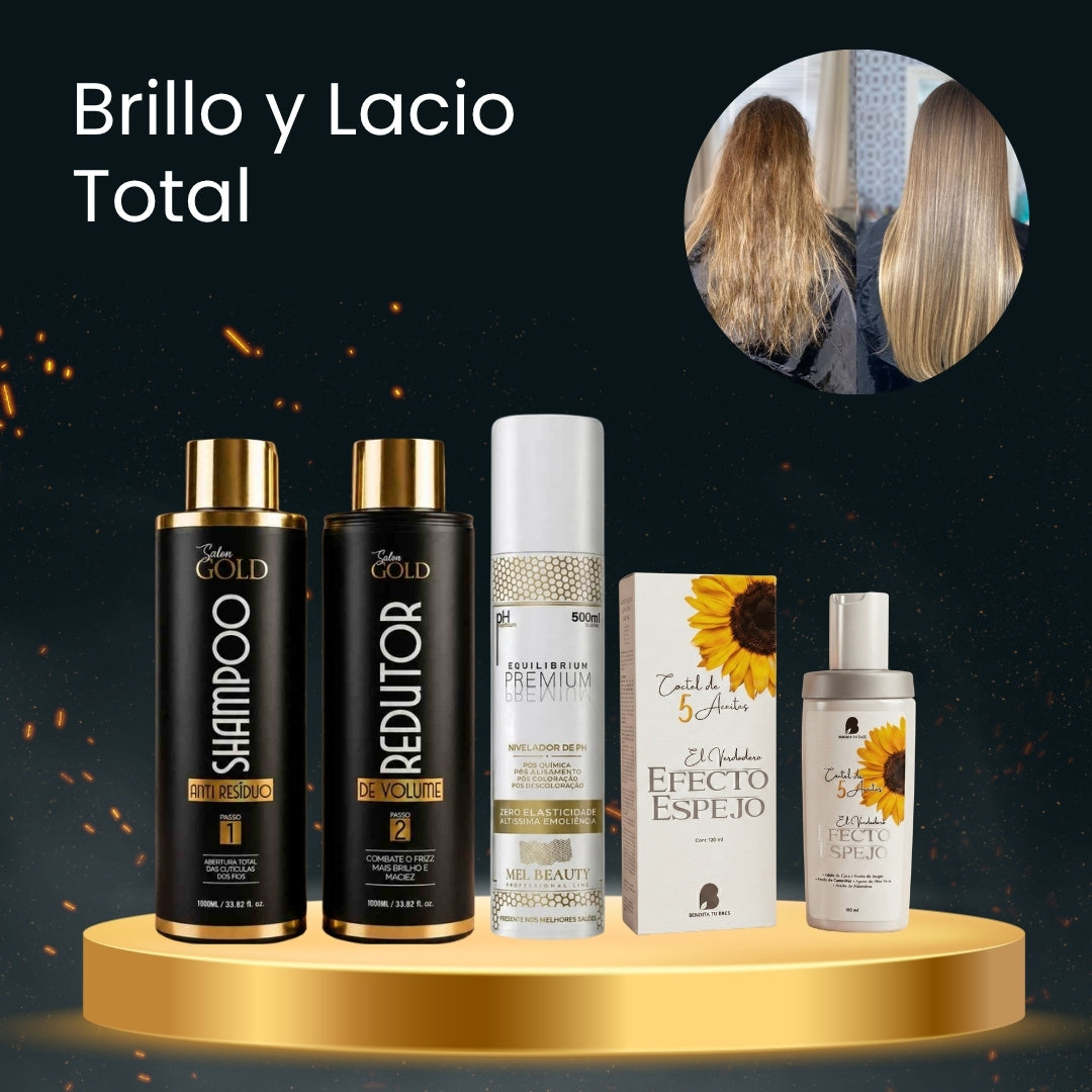 Kit Alisado Progresivo Salon Gold + Aceite Efecto Espejo Bendita Tu Eres + Nivelador de pH Mel Beauty Forever Queen · 3 productos — Quema de San Juan