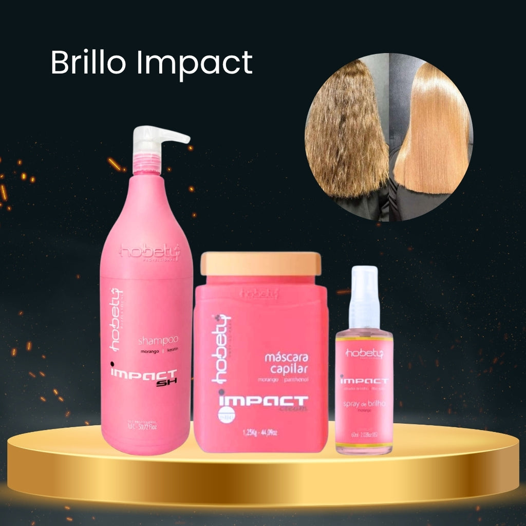 Shampoo Impact Hobety Fresa + Máscara Impact Cream Hobety + Spray de Brillo Impact Hobety · 3 productos — Quema de San Juan