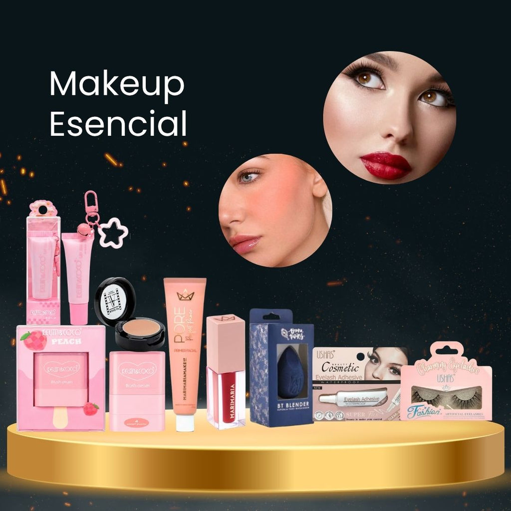 Blush en Barra Kevin&Coco + Lip Balm Kevin&Coco + Primer Pore Perfect Mari Maria + Labial Líquido Matte Blazing Mari Maria + Polvo Perlado Pearl Powder Atelier Paris + Esponja BT Sponge Blender + Pegamento de Pestañas Ushas + Pestañas Postizas Ushas CT…