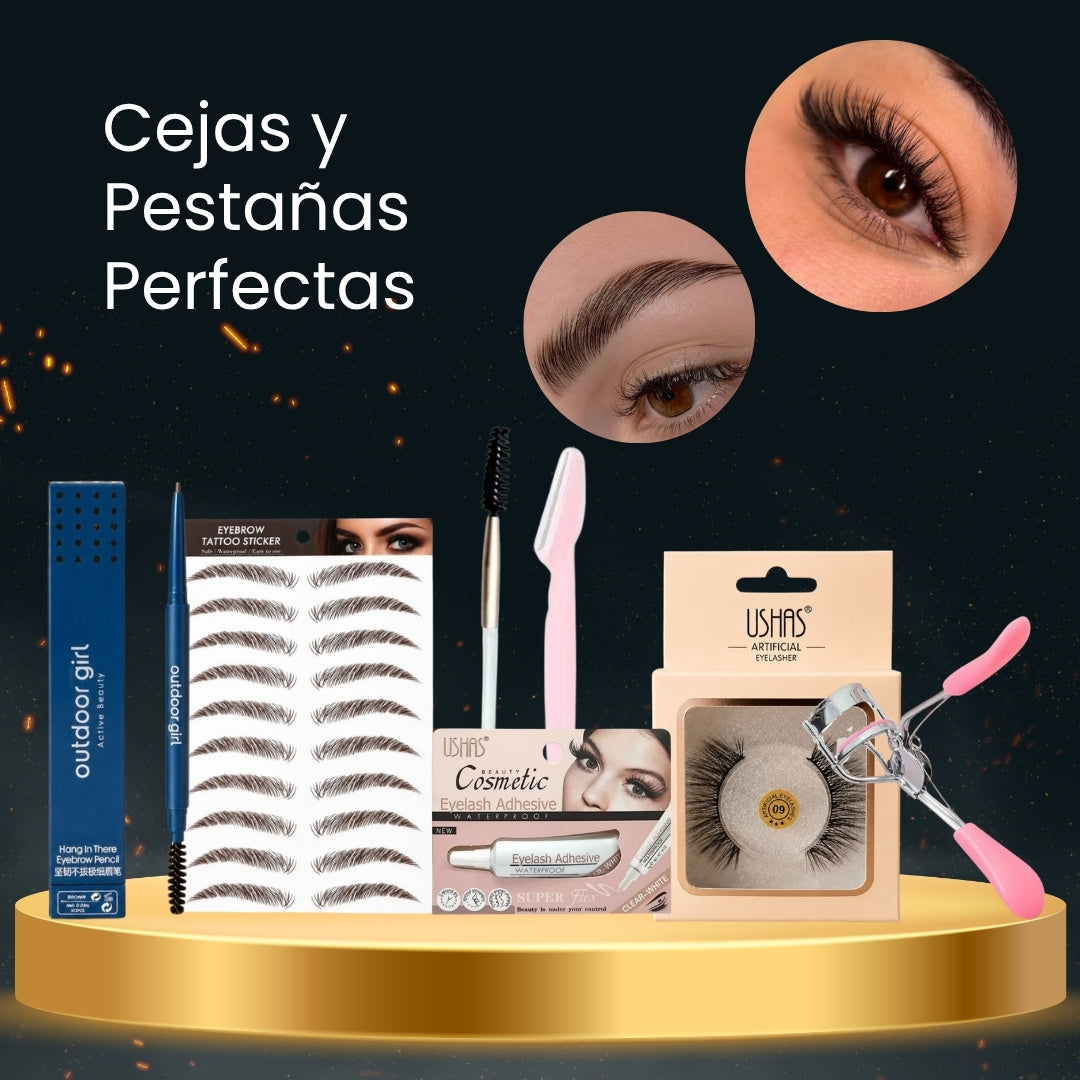Arqueador De Pestañas Rubyface + Cejas Adhesivas Tattoo Sticker Nº3 + Delineador Para Cejas Ultra Fine Outdoor + Kit Pincel Y Navaja Rubyface Y41 + Pestañas Postizas Black CT210 Ushas + Pegamento De Pestañas Ushas · 6 productos — Quema de San Juan