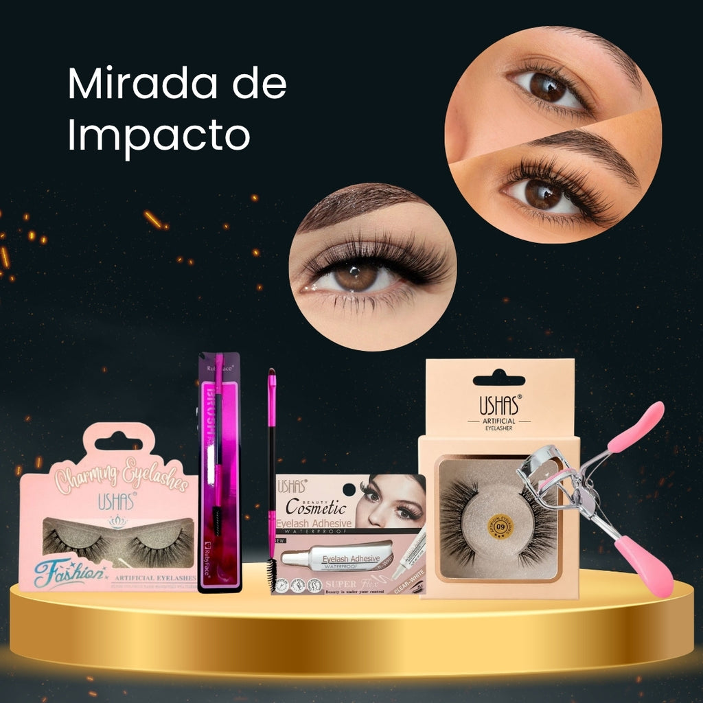 Pestañas Postizas Ushas CT499 + Arqueador de Pestañas Rubyface + Pegamento de Pestañas Ushas + Pestañas Postizas Ushas Black CT210 + Pincel para Maquillaje Rubyface · 5 productos — Quema de San Juan
