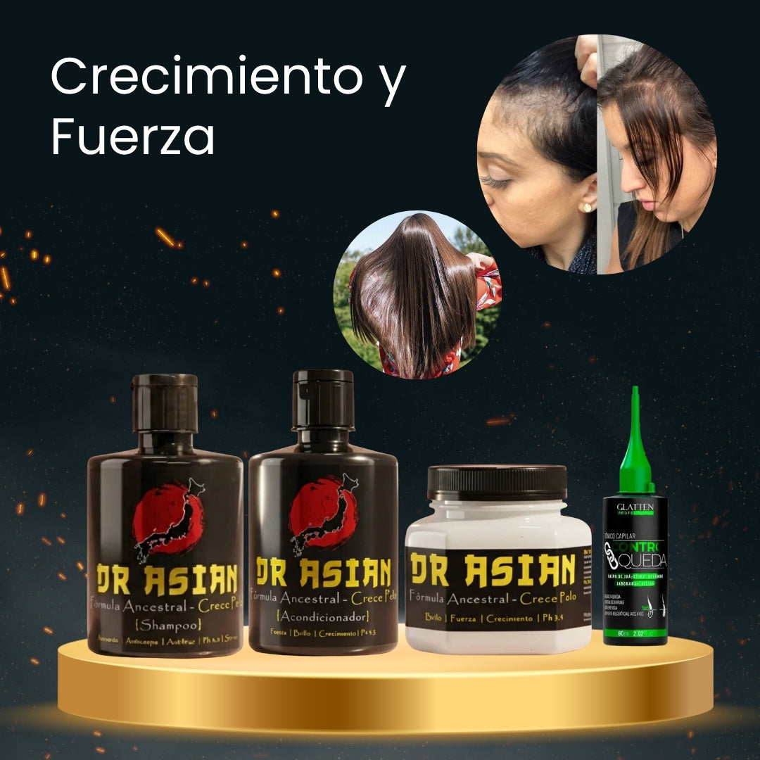Máscara Crece Pelo Dr Asian + Acondicionador Crece Pelo Dr Asian + Shampoo Crece Pelo Dr Asian + Tónico Control Caída Glatten · 4 productos — Quema de San Juan
