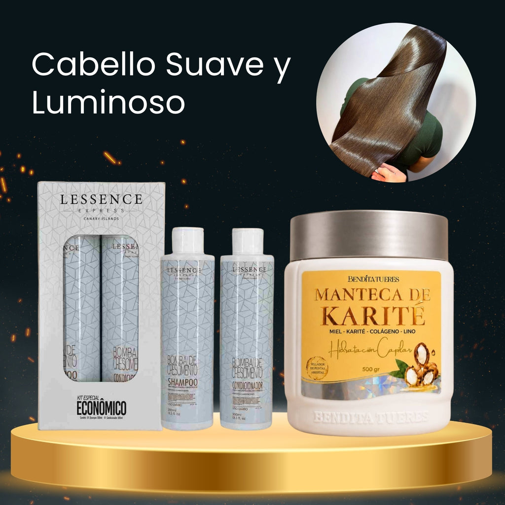 Manteca Capilar de Karité Bendita Tu Eres + Kit Bomba de Crecimiento Lessence · 2 productos — Quema de San Juan - Blondas | Blondas Paraguay