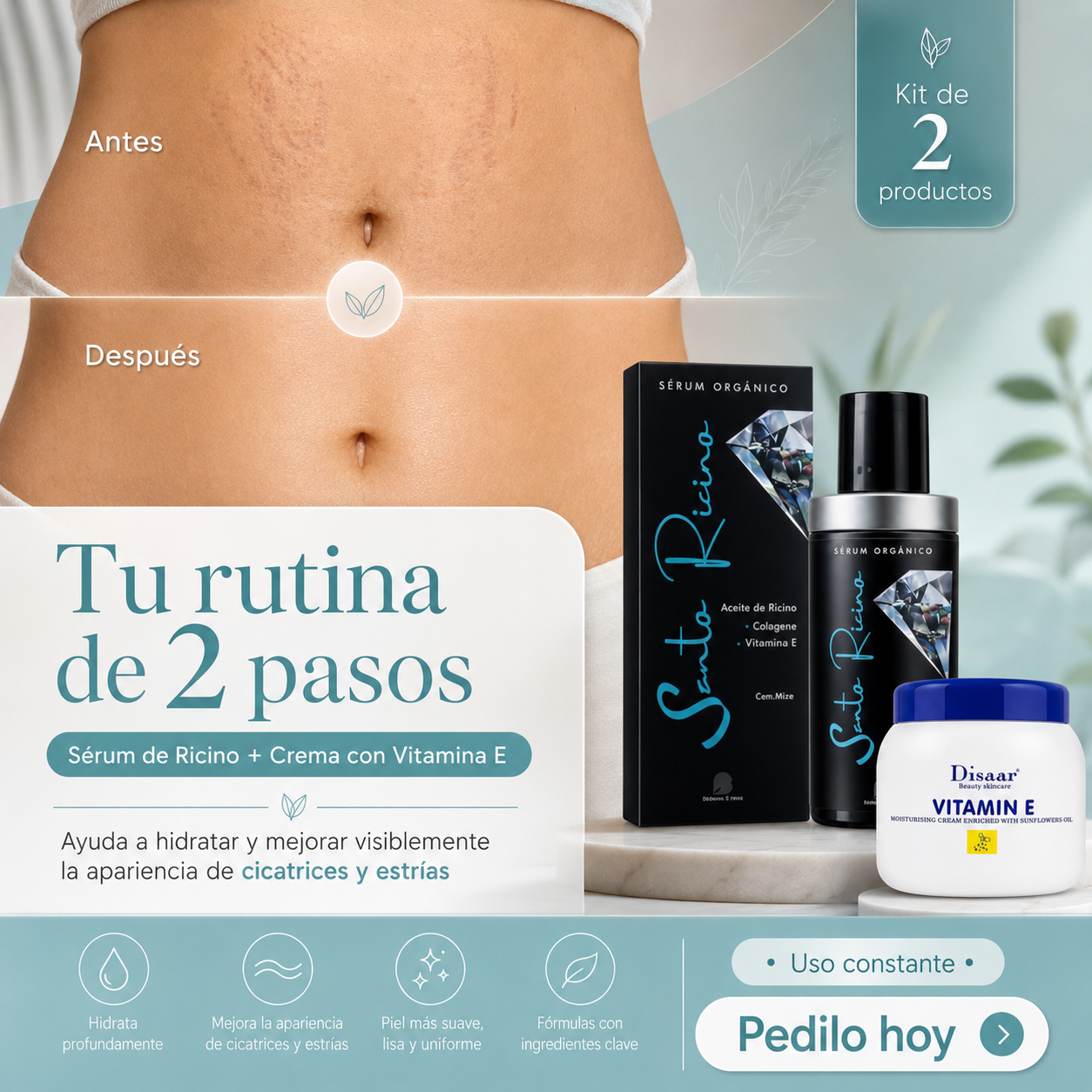 CHAU ESTRIAS - Sérum de Ricino + Crema con Vitamina E