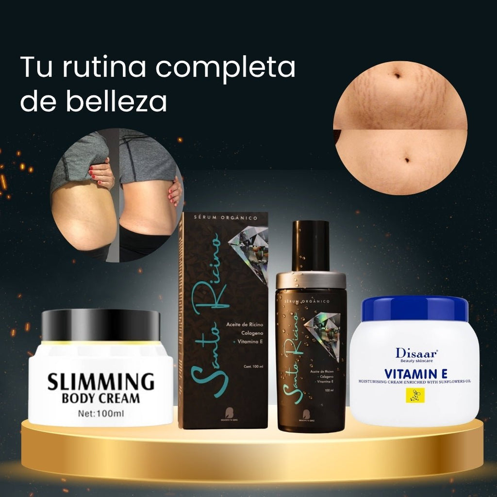 Serum Multifuncional de Ricino Bendita Tu Eres + Crema Reafirmante y Reductora Aichun Beauty + Crema Hidratante Vitamin E Disaar · 3 productos — Quema de San Juan - Blondas | Blondas Paraguay