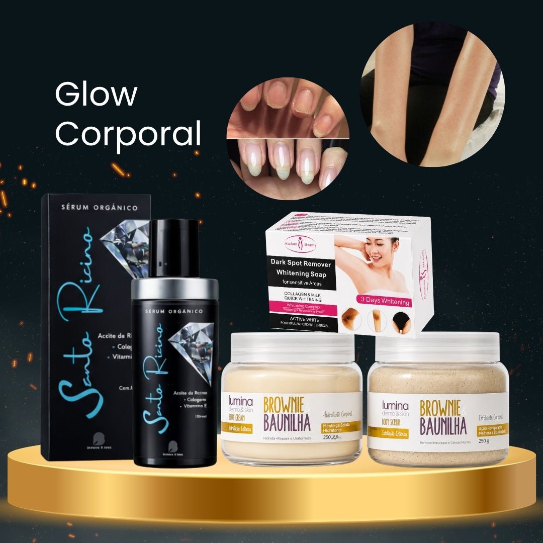 Serum Multifuncional de Ricino Bendita Tu Eres + Exfoliante Corporal Brownie & Baunilha Lumina + Hidratante Corporal Brownie & Baunilha Lumina + Jabón Aclarante 3 Days Aichun Beauty · 4 productos — Quema de San Juan - Blondas | Blondas Paraguay