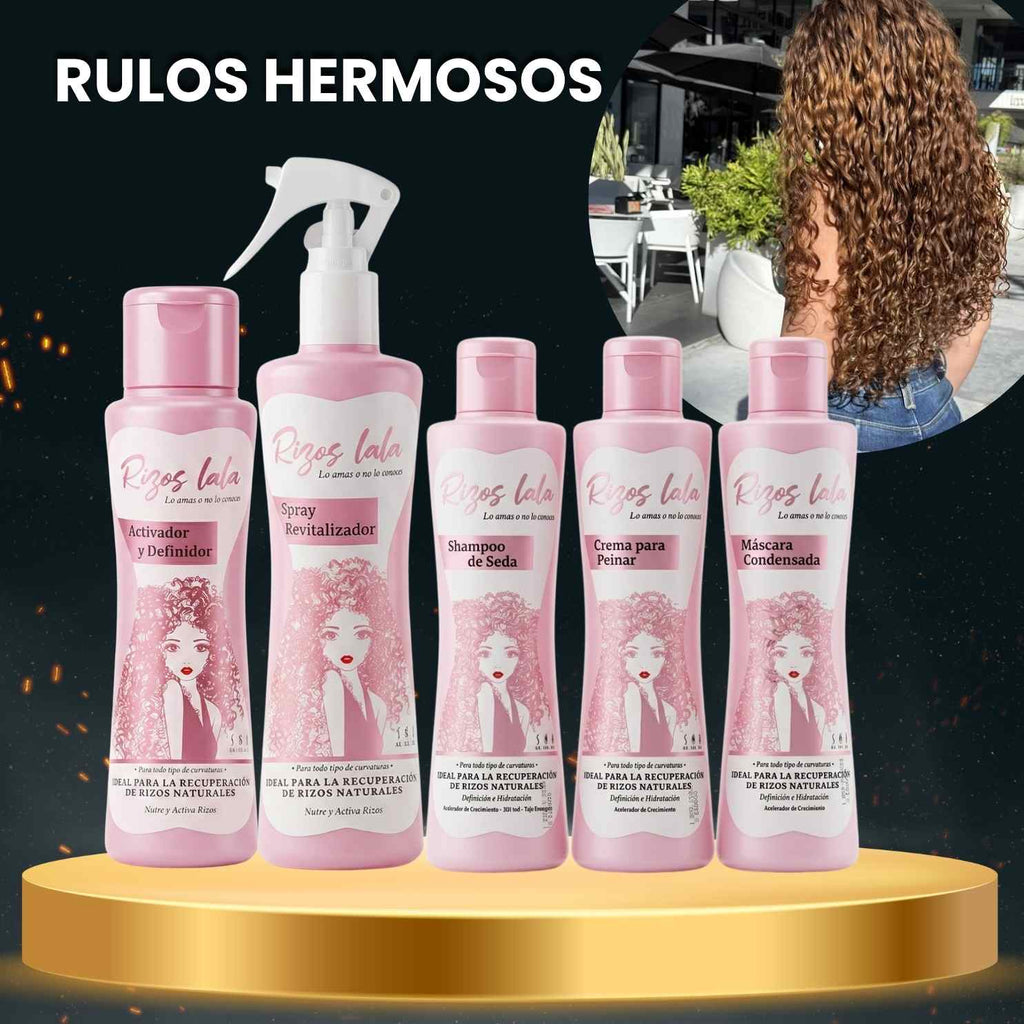 Spray Revitalizador Rizos Lala + Activador y Definidor Rizos Lala + Shampoo Rizos Lala Travel + Máscara Rizos Lala Travel + Crema para Peinar Rizos Lala Travel · 5 productos — Quema de San Juan - Blondas | Blondas Paraguay